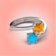 4 - Jianna 6.00 mm Cushion Citrine and Round Turquoise 2 Stone Promise Ring 