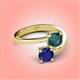 4 - Jianna 6.00 mm Cushion London Blue Topaz and Round Blue Sapphire 2 Stone Promise Ring 