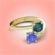 4 - Jianna 6.00 mm Cushion London Blue Topaz and Round Tanzanite 2 Stone Promise Ring 