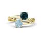 1 - Jianna 6.00 mm Cushion London Blue Topaz and Round Aquamarine 2 Stone Promise Ring 