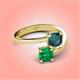 4 - Jianna 6.00 mm Cushion London Blue Topaz and Round Emerald 2 Stone Promise Ring 