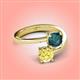 4 - Jianna 6.00 mm Cushion London Blue Topaz and Round Lab Created Yellow Sapphire 2 Stone Promise Ring 