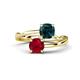 1 - Jianna 6.00 mm Cushion London Blue Topaz and Round Ruby 2 Stone Promise Ring 