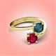 4 - Jianna 6.00 mm Cushion London Blue Topaz and Round Ruby 2 Stone Promise Ring 