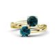 1 - Jianna 6.00 mm Cushion London Blue Topaz and Round Blue Diamond 2 Stone Promise Ring 