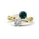 1 - Jianna 6.00 mm Cushion London Blue Topaz and GIA Certified Round Natural Diamond 2 Stone Promise Ring 