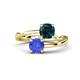 1 - Jianna 6.00 mm Cushion London Blue Topaz and Round Tanzanite 2 Stone Promise Ring 