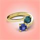 4 - Jianna 6.00 mm Cushion London Blue Topaz and Round Iolite 2 Stone Promise Ring 