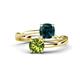 1 - Jianna 6.00 mm Cushion London Blue Topaz and Round Peridot 2 Stone Promise Ring 