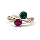 1 - Jianna 6.00 mm Cushion London Blue Topaz and Round Rhodolite Garnet 2 Stone Promise Ring 