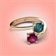 4 - Jianna 6.00 mm Cushion London Blue Topaz and Round Rhodolite Garnet 2 Stone Promise Ring 