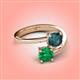 4 - Jianna 6.00 mm Cushion London Blue Topaz and Round Emerald 2 Stone Promise Ring 