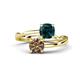 1 - Jianna 6.00 mm Cushion London Blue Topaz and Round Smoky Quartz 2 Stone Promise Ring 