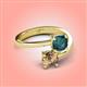 4 - Jianna 6.00 mm Cushion London Blue Topaz and Round Smoky Quartz 2 Stone Promise Ring 