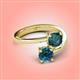 4 - Jianna 6.00 mm Cushion London Blue Topaz and Round Blue Diamond 2 Stone Promise Ring 