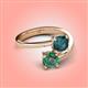 4 - Jianna 6.00 mm Cushion London Blue Topaz and Round Lab Created Alexandrite 2 Stone Promise Ring 