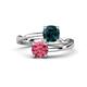 1 - Jianna 6.00 mm Cushion London Blue Topaz and Round Pink Tourmaline 2 Stone Promise Ring 