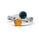 1 - Jianna 6.00 mm Cushion London Blue Topaz and Round Citrine 2 Stone Promise Ring 