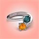 4 - Jianna 6.00 mm Cushion London Blue Topaz and Round Citrine 2 Stone Promise Ring 