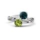 1 - Jianna 6.00 mm Cushion London Blue Topaz and Round Peridot 2 Stone Promise Ring 