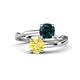 1 - Jianna 6.00 mm Cushion London Blue Topaz and Round Lab Created Yellow Sapphire 2 Stone Promise Ring 