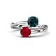 1 - Jianna 6.00 mm Cushion London Blue Topaz and Round Ruby 2 Stone Promise Ring 