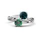 1 - Jianna 6.00 mm Cushion London Blue Topaz and Round Lab Created Alexandrite 2 Stone Promise Ring 