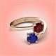 4 - Jianna 6.00 mm Cushion Red Garnet and Round Blue Sapphire 2 Stone Promise Ring 