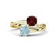 1 - Jianna 6.00 mm Cushion Red Garnet and Round Aquamarine 2 Stone Promise Ring 