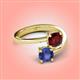 4 - Jianna 6.00 mm Cushion Red Garnet and Round Iolite 2 Stone Promise Ring 