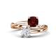 1 - Jianna 6.00 mm Cushion Red Garnet and Round White Sapphire 2 Stone Promise Ring 
