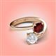 4 - Jianna 6.00 mm Cushion Red Garnet and Round White Sapphire 2 Stone Promise Ring 