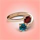 4 - Jianna 6.00 mm Cushion Red Garnet and Round Blue Diamond 2 Stone Promise Ring 