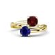 1 - Jianna 6.00 mm Cushion Red Garnet and Round Blue Sapphire 2 Stone Promise Ring 
