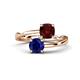 1 - Jianna 6.00 mm Cushion Red Garnet and Round Blue Sapphire 2 Stone Promise Ring 