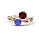 1 - Jianna 6.00 mm Cushion Red Garnet and Round Tanzanite 2 Stone Promise Ring 