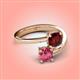 4 - Jianna 6.00 mm Cushion Red Garnet and Round Pink Tourmaline 2 Stone Promise Ring 