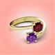 4 - Jianna 6.00 mm Cushion Red Garnet and Round Amethyst 2 Stone Promise Ring 