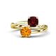 1 - Jianna 6.00 mm Cushion Red Garnet and Round Citrine 2 Stone Promise Ring 