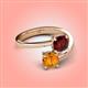 4 - Jianna 6.00 mm Cushion Red Garnet and Round Citrine 2 Stone Promise Ring 