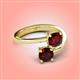 4 - Jianna 6.00 mm Cushion and Round Red Garnet 2 Stone Promise Ring 