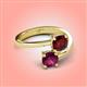 4 - Jianna 6.00 mm Cushion Red Garnet and Round Rhodolite Garnet 2 Stone Promise Ring 