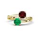 1 - Jianna 6.00 mm Cushion Red Garnet and Round Emerald 2 Stone Promise Ring 