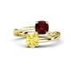 1 - Jianna 6.00 mm Cushion Red Garnet and Round Lab Created Yellow Sapphire 2 Stone Promise Ring 