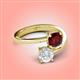 4 - Jianna 6.00 mm Cushion Red Garnet and Round White Sapphire 2 Stone Promise Ring 