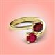 4 - Jianna 6.00 mm Cushion Red Garnet and Round Ruby 2 Stone Promise Ring 
