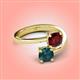 4 - Jianna 6.00 mm Cushion Red Garnet and Round London Blue Topaz 2 Stone Promise Ring 