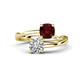 1 - Jianna 6.00 mm Cushion Red Garnet and GIA Certified Round Natural Diamond 2 Stone Promise Ring 