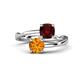 1 - Jianna 6.00 mm Cushion Red Garnet and Round Citrine 2 Stone Promise Ring 