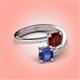 4 - Jianna 6.00 mm Cushion Red Garnet and Round Iolite 2 Stone Promise Ring 